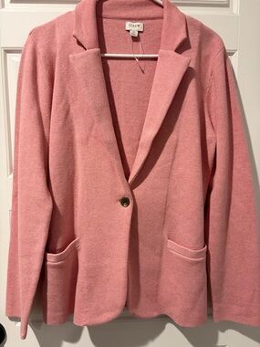 Women's M J Crew Factory Schoolboy Sweater Blazer Heather Carnation